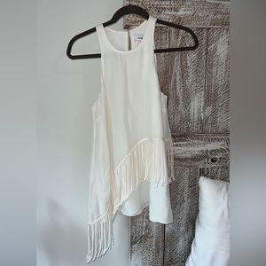 White fringe tank top